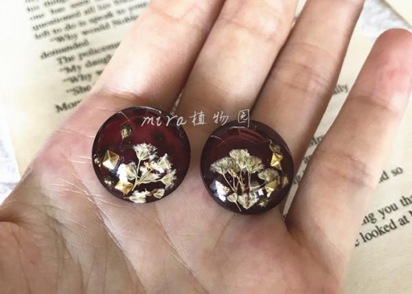 Starry Scar BabysBreath Round Crystal Wine Red 925 Silver Saudi Arabia Druzy Quartz Earrings