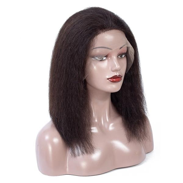 Ready to Ship Kinky Straight Raw Human Hair 5X5 Transparent Lace Front Wigs 12-28 Inches Virgin Human Hair Kinky Straight Wig