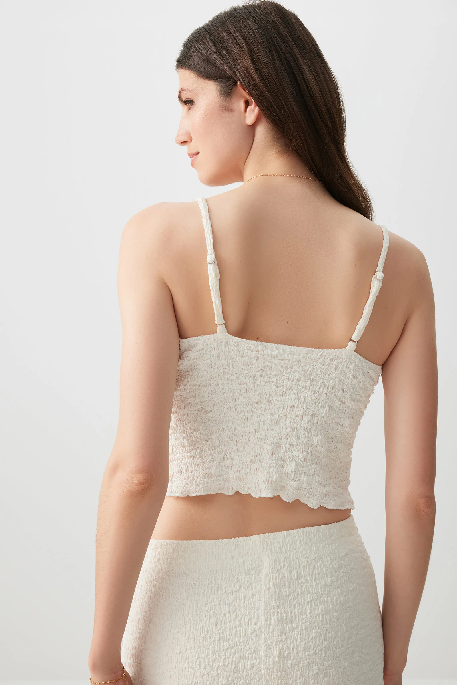 Textured Smocked Tie-Front Collection - Cami & Short Sleeve Tops (Red / White / Black)