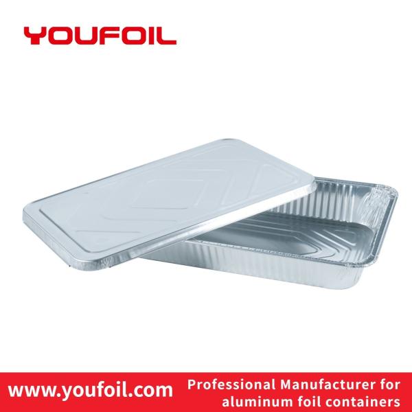 Barbecue Rectangular Food Grade Aluminium Foil Food Container With Clear Lids