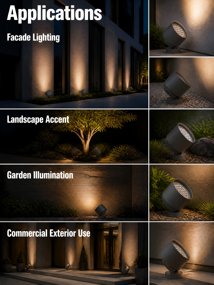 80W Multi Mount Outdoor LED Flood Lights Adjustable Tilt Heavy Duty Metal Landscape Spotlight