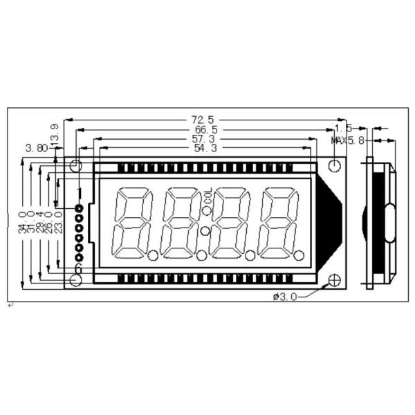 White Blue LED 4 Digit 7 Segment Display TN Metal PIN For Health Equipment