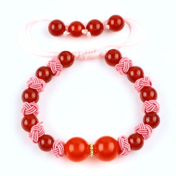 8mm Green Tiger Eye And Red Chalcedony Adjustable Braided Rope Healing Balance Bead Bracelet