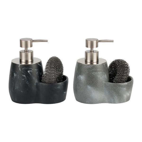 2N1 Sandtsone soap dispenser with Cleaning ball on side pocket utility caddy