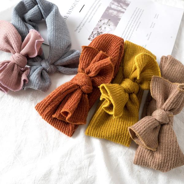 Headwear baby kids bow hair wide elastic accessories solid color girls headband OEM logo
