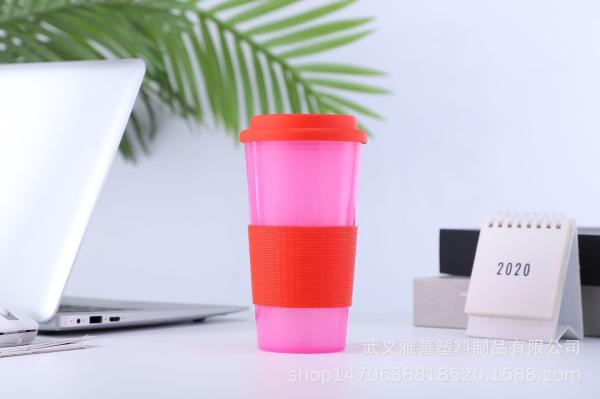 二重層プラスチック 16オンス 大容量 コーヒー ユニセックス カップ マカロン カラー ドリンク 直流 カップ