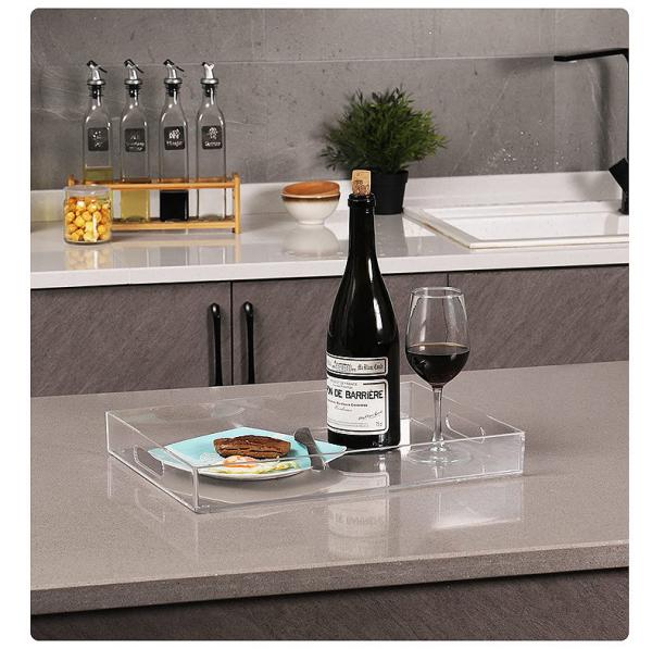 Clear Rectangular Acrylic Tray Lucite Breakfast Tray For Home Restaurant Hotel