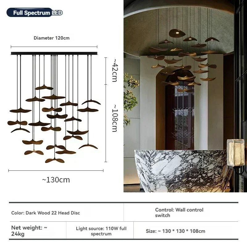 Japanese Wabi-sabi Style Retro Solid Wood Staircase Chandelier(WH-NC-156)