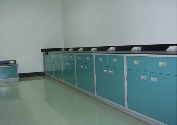 Customized School Steel Laboratory Work Benches With Hanging Cupboard