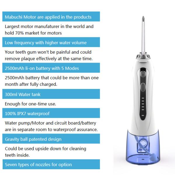 Água recarregável Flosser dental de USB dos termas dentais 5 modos