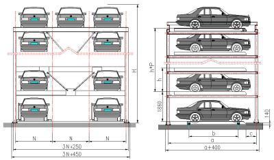 Stainless Steel Mechanical Parking Garage Four Six Level Lift Button Control