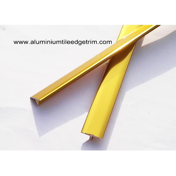 14mm Width T - Shaped Aluminum Tile Brace / Strip With Gloss Polished Gold