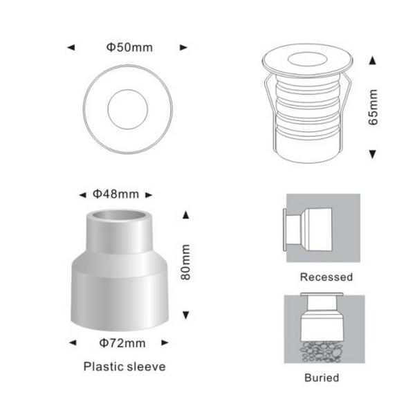 Commercial Outdoor Lighting With 7mm Thickness Tempered Glass Φ50mm RGB Three In One