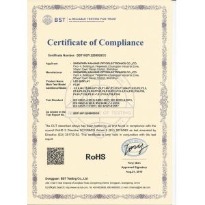 China Shenzhen HANJING Optoeletronics  Co., Ltd. Сертификации
