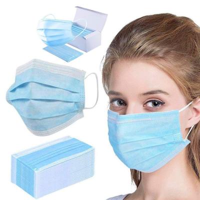 Elastic Nose Clip 3 Ply Ear-Loop Disposable Blue Face Mask for Soft Skin and Comfort