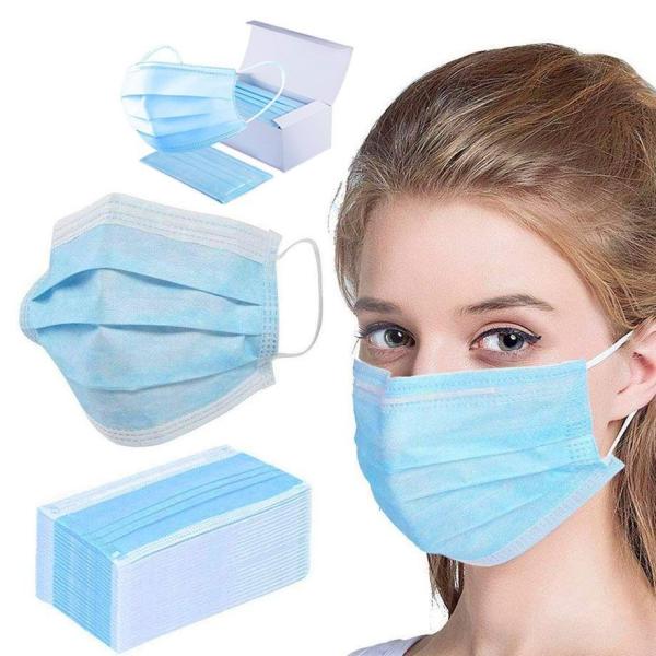 Adult Breathable Soft Comfortable 3 Ply Disposable Face Mask With Earloop 14.5*9.5 Cm