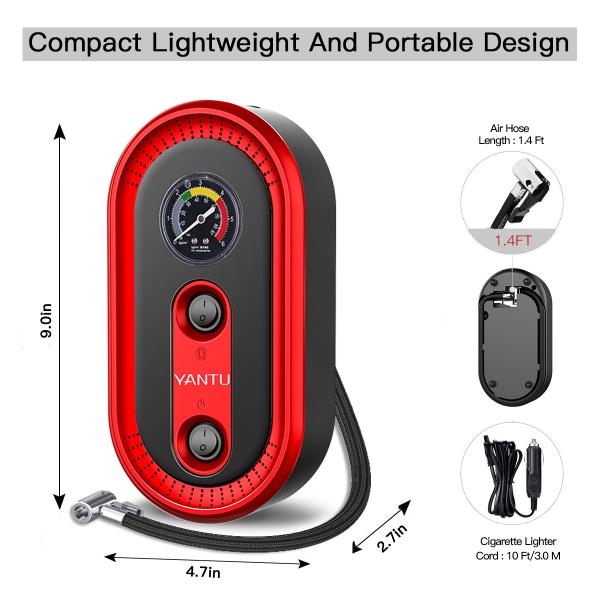2007-2021 Year YANTU A01 250PSI 12V Mechanical Portable Wired Air Pump Car Tire Inflators