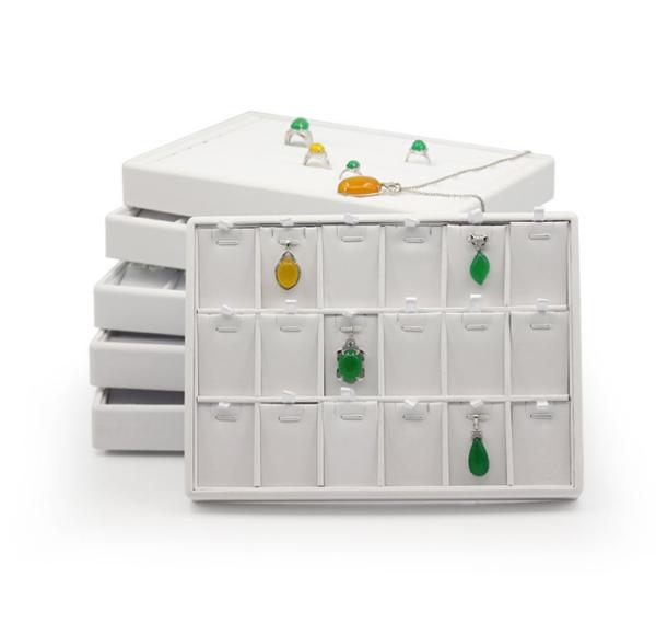 Custom Jewelry Display Sets White PU Faux Leather Jewelry Display Pendant Trays Eco - Friendly