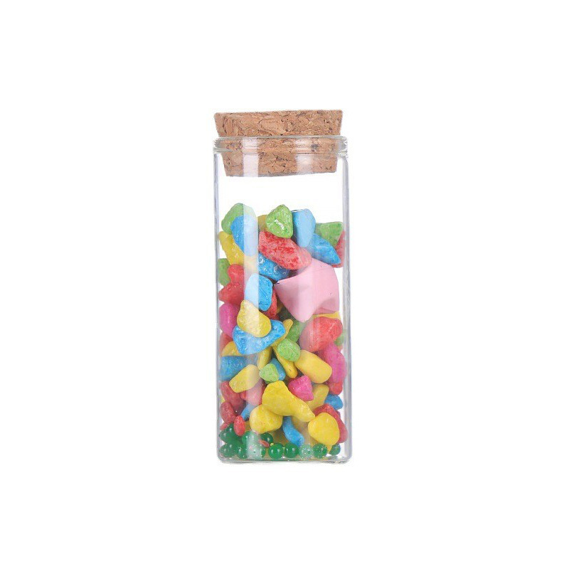 30mm Transparent Flat Mouth for Test Tube Bottle with Rose Flower Dispensing Bamboo Lid Straight Glass Candy Container