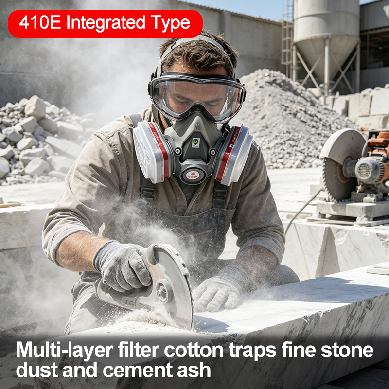 410E Self-Priming Filter Gas Respirator Half Face Mask with Integrated Goggles TPE Material GB2890-2022 EN140 Certified for Painting Chemical Dust Formaldehyde Benzene Protection