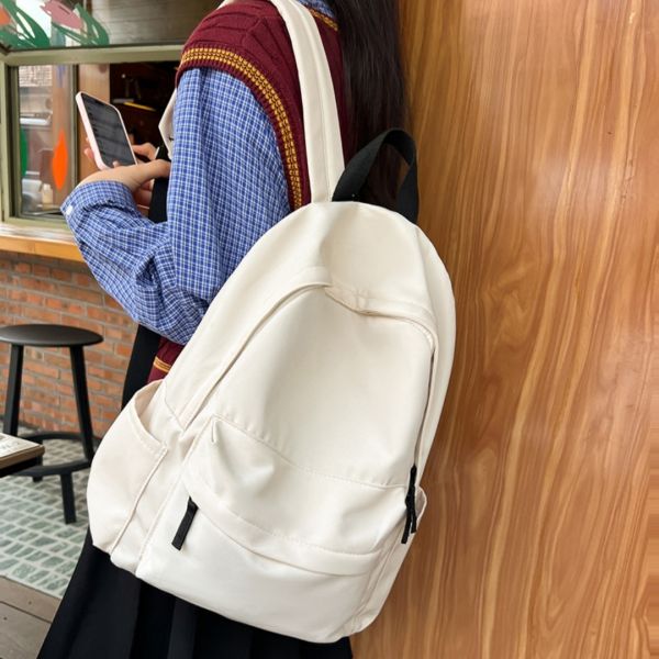 Colefa Japanese Style Unprinted Backpack for Male Female Large Capacity Solid Color Middle High School College Student Backpack