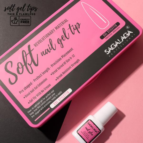 Pre-designed Full Cover Flexible Pre Buffed Soft Gel Nail Tips Private Label Clear French Tip for Press on Nails Single Item