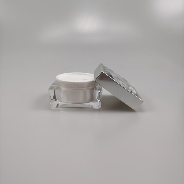 Крем для ухода за кожей Пластиковая крышка 15г 30г 50г Квадратная акриловая кружка для глаз с бриллиантовой серебряной крышкой