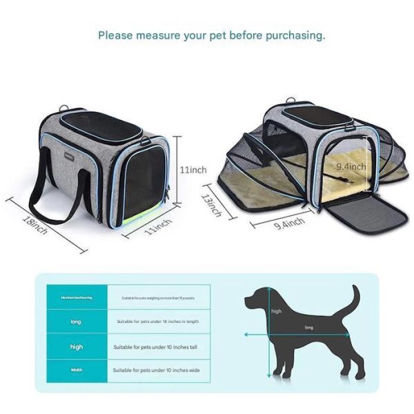 Dogs Cats and Rabbits Cute Pet Supplies Playful Style Chew Play Sleep Functions Gray Cationic Polyester Multi-Purpose Outdoor Travel Carry HandBag