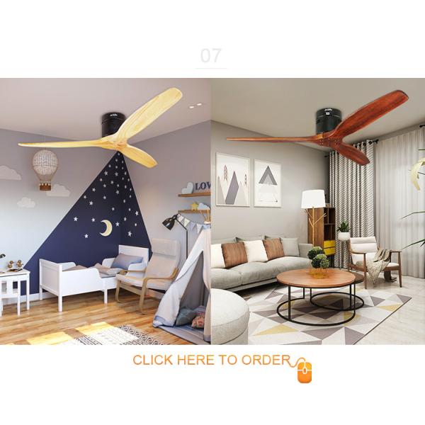 Motor de corrente contínua 52 polegadas Natureza madeira 3 lâminas de madeira de poupança de energia ventilador de teto para arrefecimento de ar