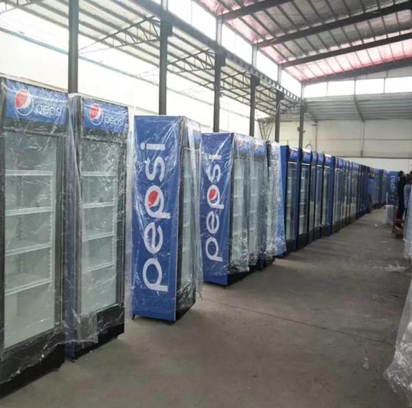 Coca-Cola Pepsi glass display cabinet door gold series vertical refrigerated preservation beverage cabinet