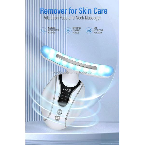 Mujeres Masajista de elevación de cara y cuello LED Fotonoterapia EMS Masajista de elevación facial