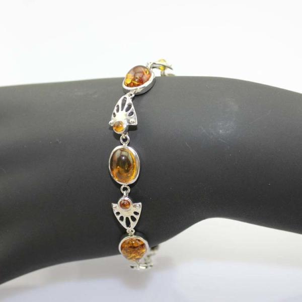 Gemstone Jewelry 925 Silver 8x10mm Oval Citrine Link Tennis  Bracelet (SB7001)