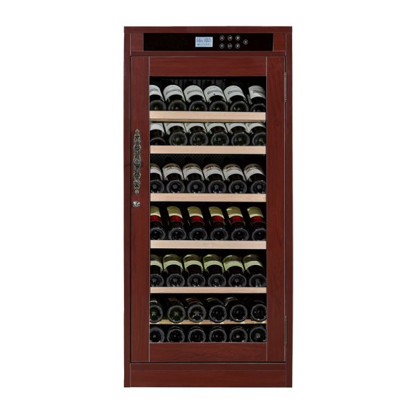 Freestanding Wood Wine Cooler Cabinet with Thermoelectric Cooling UV-Protective Glass Door and Removable Wooden Shelves