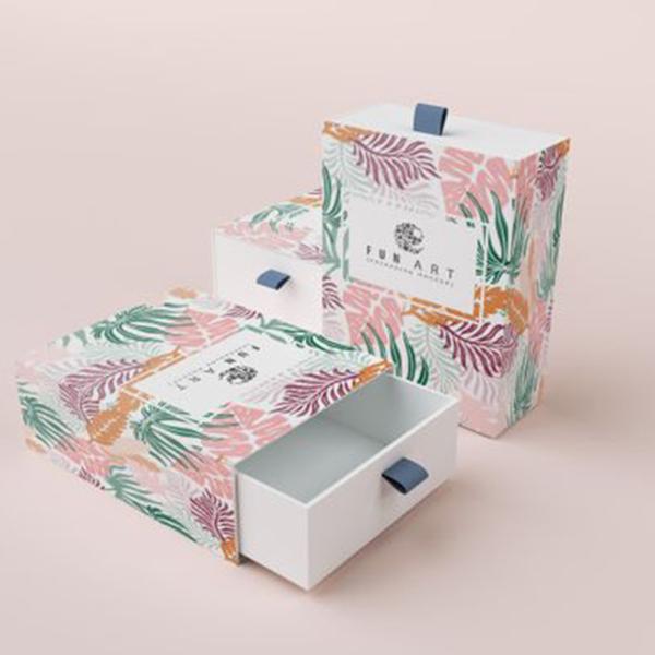 ECO Friendly Customized Colored Printed Cardboard Paper Drawer Box Printed Paper Packaging Drawer Sliding Gift Box With Ribbon