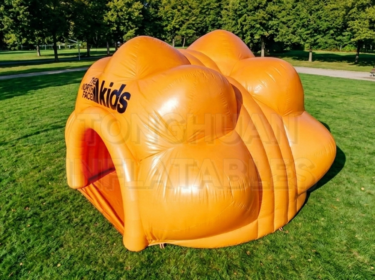 Custom Flower Shaped Inflatable Activity Tent with Open Front Display Space for Outdoor Promotions School Events Brand Activations and Commercial Gathering Projects