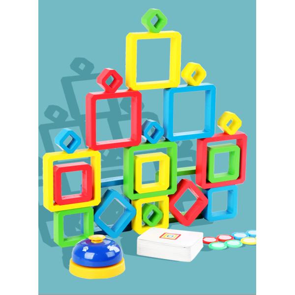 Wooden Intelligence Color Square Box Kindergarten Learning Toys Assembly Blocks