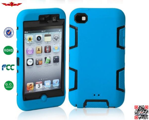 Hot Selling 100% Quality Guaranteed 3 in 1 Hybrid Silicone+PC Cover Cases For Ipod Touch 4