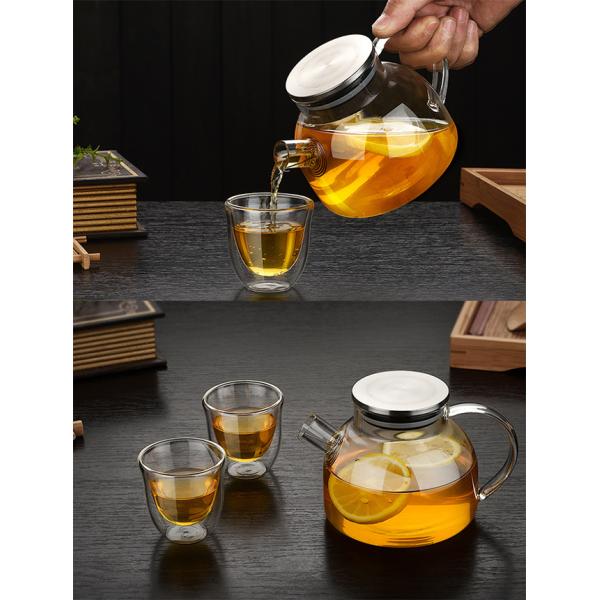 Electric Stove Safe Transparent Glass Tea Set With Stainless Steel Airtight Lid