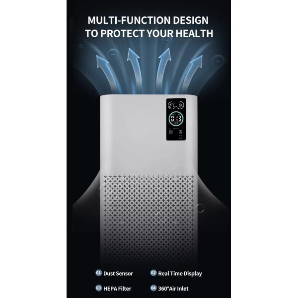 Purificadores de aire WIFI para el hogar Ionizador de aire Ozone Sala libre Hepa Filtro Smart Touch Control Equipo de purificación de aire para el hogar