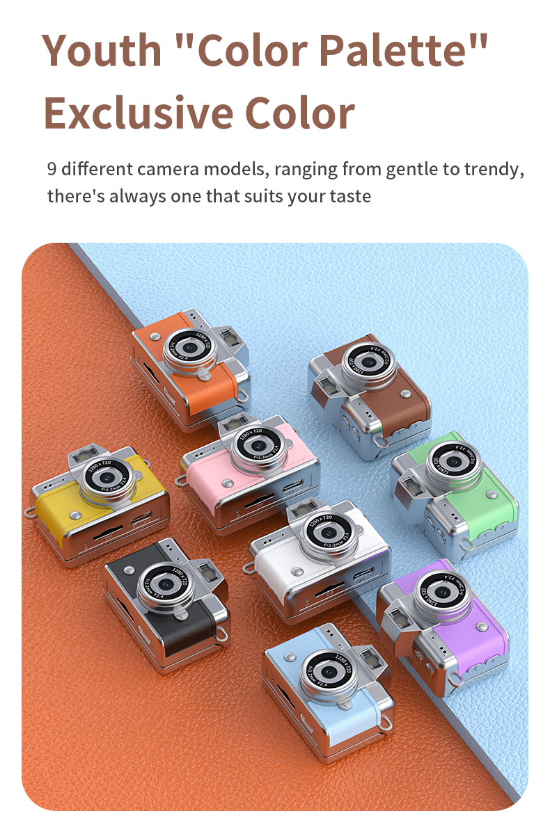 DLC Neck-Wearable Mini Camera | 48MP 1080P HD Flip Rotatable Lens Built-in Flash Filters Selfie Mode Video Recording Face