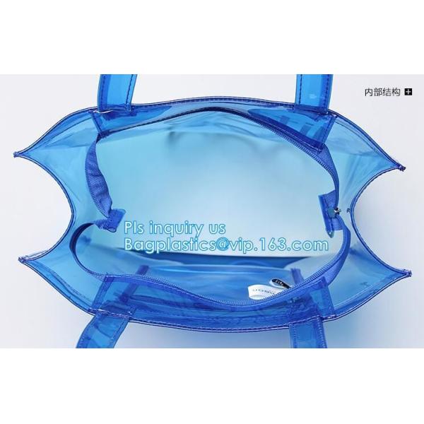 Fashion Summer Women Handbags Transparent Shoulder Bags PVC Tote Beach Bags, Promotional Summer Clear PVC Beach Bag, tot