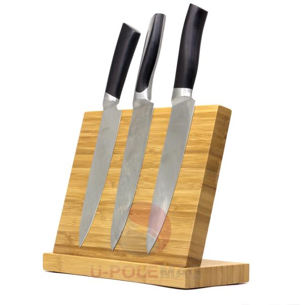 ISO9001 2000 System Natural Bamboo Wood Magnetic Knife Block Holder Customized Design