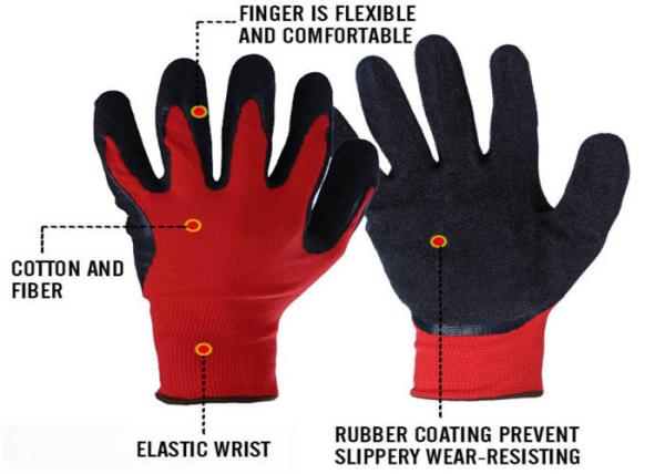 Nylon Liner Coated Breathable Nitrile Gloves 13 Gauge Black Sandy For Logistics