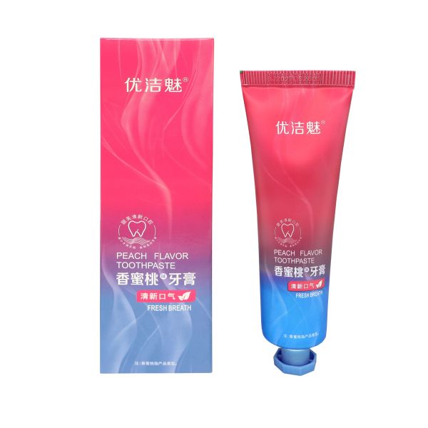 Custom Organic Peach Flavored Whitening Toothpaste Refreshing Mint Flavor Anti-Cavity Antibacterial Dentifrice Whitening