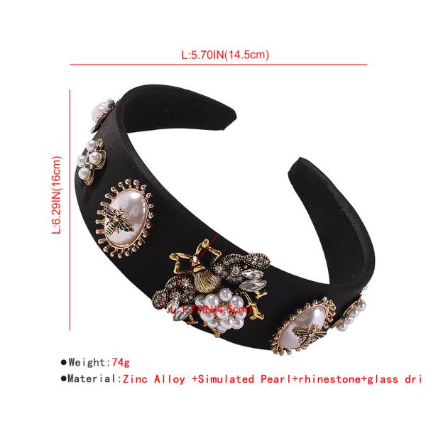 Europe American personality creative bee headbands Baroque court style pearl glass drill accessories