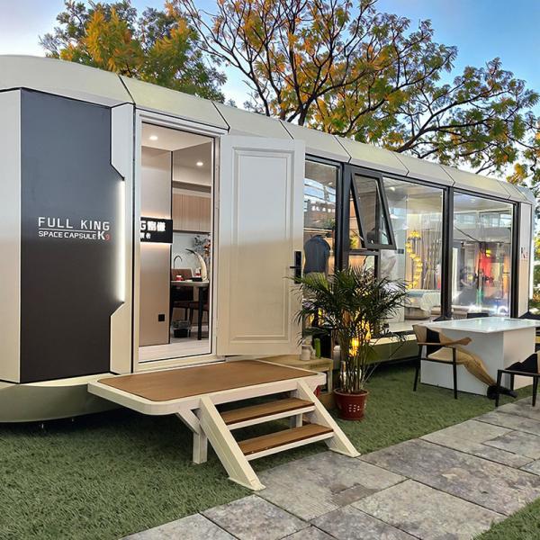 Modular Space Capsule House with Solar Panels & Thermal Insulation