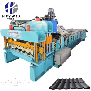 Premium 1100 Colored Steel Roof Tile Roll Forming Machine Hydraulic Double Linear Guide Rail Cutting