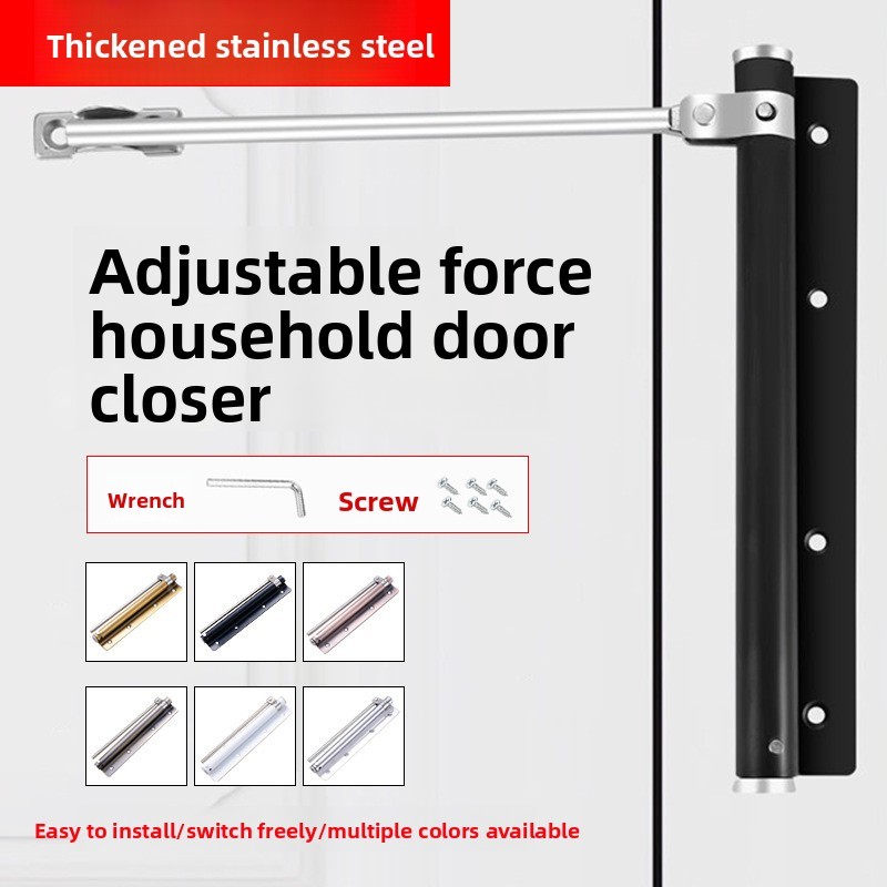 Modern Design Lightweight Stainless Steel Automatic Door Closer Adjustable Speed 180 Opening Invisible Door Spring Bathroom