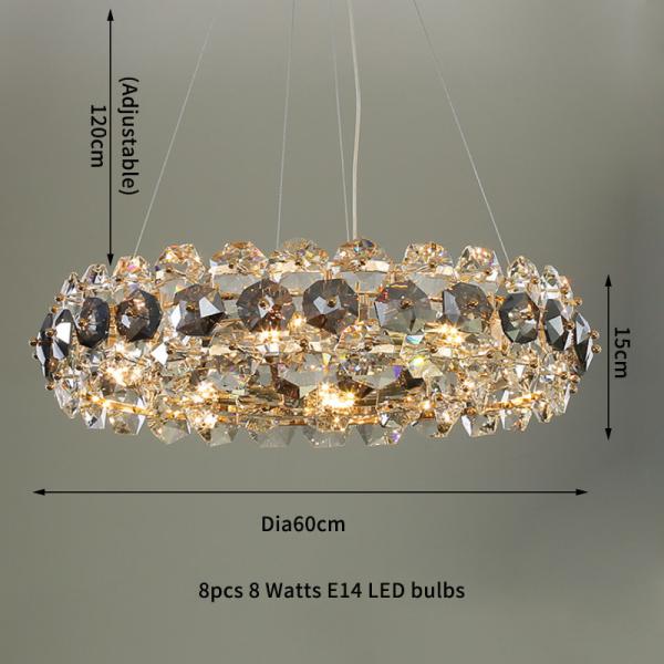 Smoke gray crystal chandelier for living room round hanging lamp decorative lights for room(WH-CY-233)