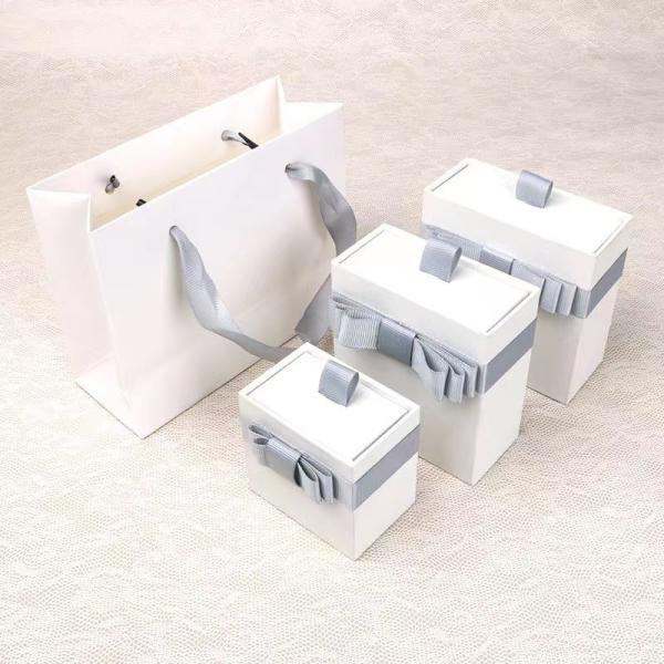 ODM Necklace White Grey Kraft Paper Jewelry small gift boxes With Drawer